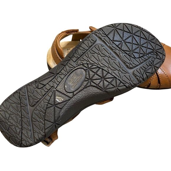 Earth Origins Sandals Women 8.5 EU 40 Brown Leather Closed Toe Fisherman Flats - Picture 6 of 9